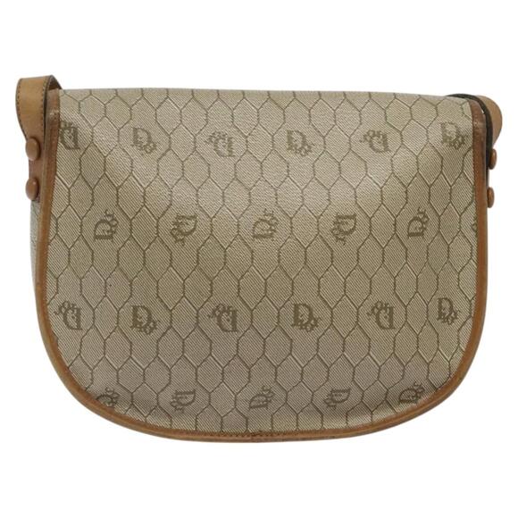 DIOR Honeycomb Canvas Shoulder Bag Pvc Beige Gold - Picture 3 of 12